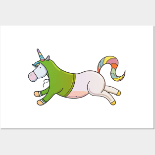 Unicorn with hoodie Posters and Art